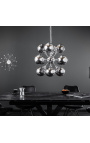 "Galaxie" konstrukční chandelier s 12 kouřenými skleněnými koule