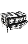 Grande commode baroque de style Louis XV "Damier" noir et blanc.