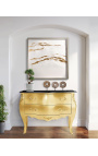 Comò barocco in oro stile Louis XV top nero con 2 cassetti