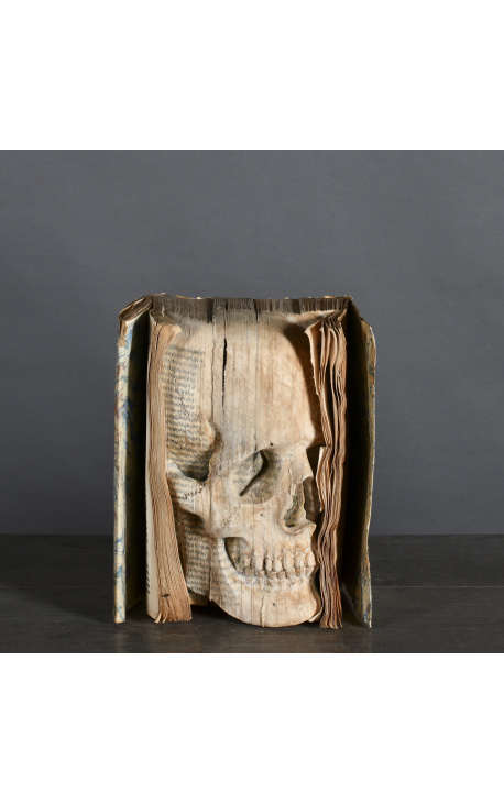 "Memento Mori" libro con teschio scolpito