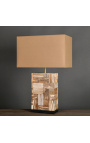 Lampe en bois pétrifié beige - Taille M