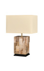 Lampe en bois pétrifié beige - Taille S