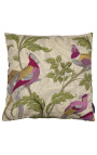 Coussin carré tissu tissé cachemire oiseau blanc 45 x 45