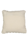 Coussin carré en coton blanc et beige décor pointes de diamants 45 x 45