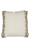 Coussin carré en coton blanc et beige décor à boules 45 x 45