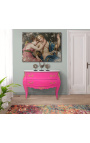 Barok kommode af stil Louis XV pink og hvid top med 2 skuffer