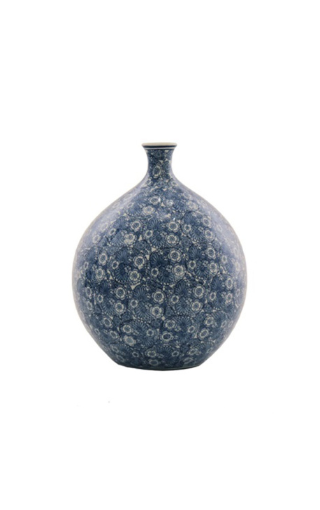 blauer Vase Große emaillierter runde \