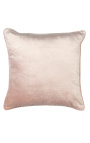 Cuscino quadrato in velluto rosa cipria con treccia 45 x 45