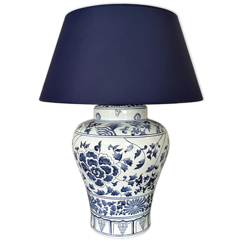 blue ceramic bedside lamp