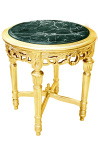 Round Louis XVI style green marble side table with gilt wood