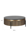 Table basse ronde HERMIA avec plateau en marbre noir et laiton doré