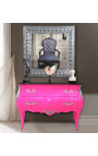 Barok kommode af stil Louis XV pink og sort top med 2 skuffer