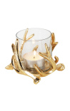 Porta tealight in alluminio dorato con decoro corna di cervo 17 cm