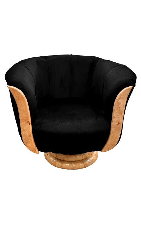 Sessel "Tulpen" art deco style elm und schwarz samt