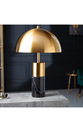 &quot;Burlys&quot; bordlampe i svart marmor og gull-farget metall av kunst-Deco inspirasjon