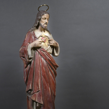 Paridon brothers: 'Jesus Sacred Heart' - Polychrome glazed shops plaster - The Netherlands - 1950-1959