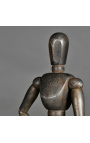 Conjunto de 2 manequins de desenho articulado em madeira enegrecida