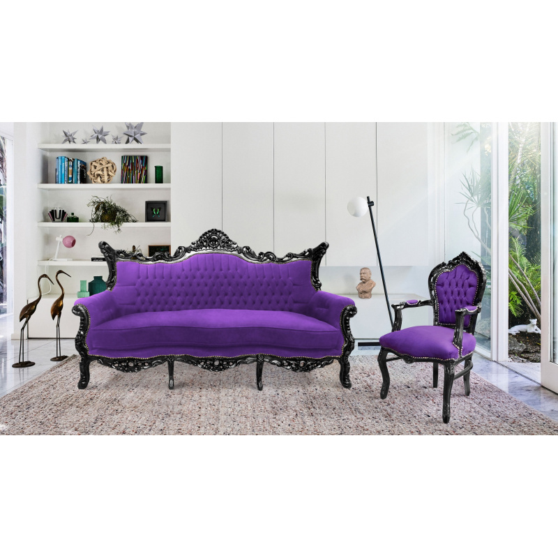 gothic-furniture-victorian-sofa-with-black-and-velvet-purple-fabrics, BRABBU