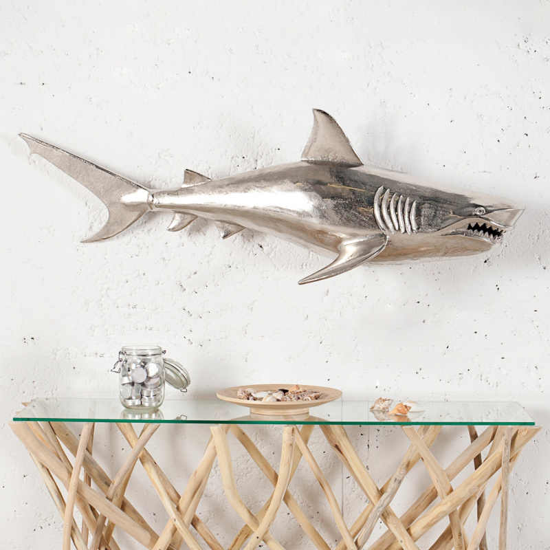 Onverbiddelijk retort duim Grote aluminium muurschildering "Shark" juist