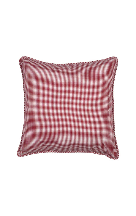 Roșu și alb verificat "Vichy" cushion cu piping 45 x 45