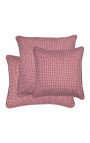 Roșu și alb verificat "Vichy" cushion cu piping 45 x 45