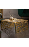 Square coffee table "Absy" in steel and gold metal 60 cm