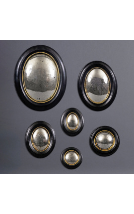 Set of 6 convex oval and round mirrors called "witch mirror"