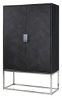 Armoire sur pied BOHO - chêne noir et acier inoxydable doré