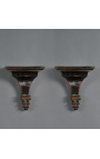 Pair of Square victorian sconces in patinált fekete fa