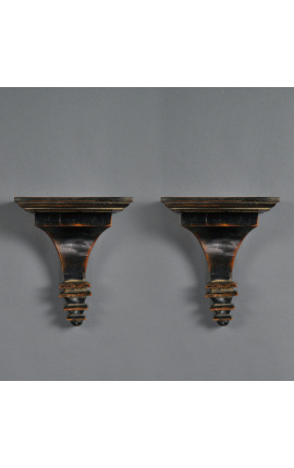 Pair of Square victorian sconces in patinált fekete fa