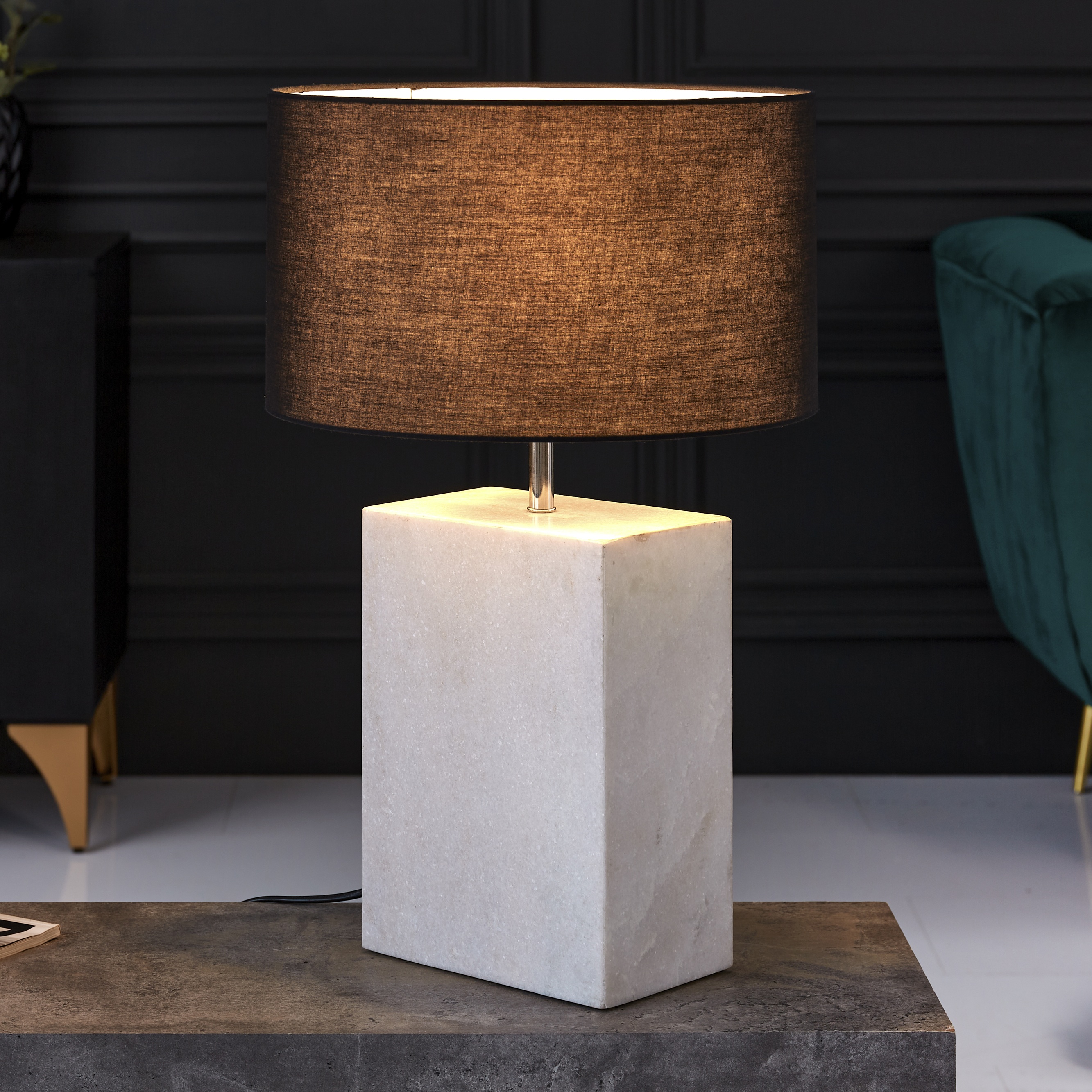 Selectiekader Inhalen Condenseren Booni" retangular table lamp in wit marmer en zilver-vertaling: