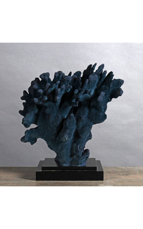 Coral Stylophora Pistillata blue mounted on wooden base - Model 1