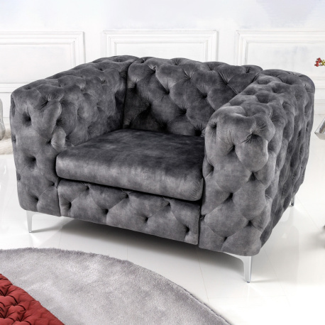 Poltrona Chesterfield grande in velluto nera