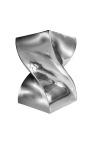 Stolik boczny ze srebrnej stali z efektem skręcenia
