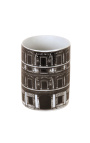 Caneca "Palace" em porcelana esmaltada preto e branco