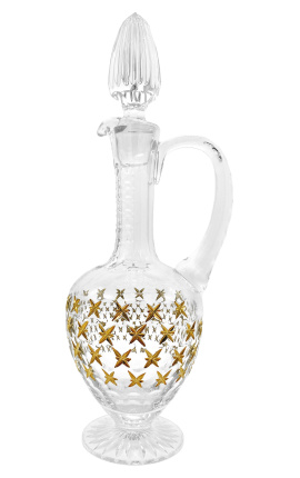 Crystal decanter (ewer) z złotem-czerwone wzory kwiatowe