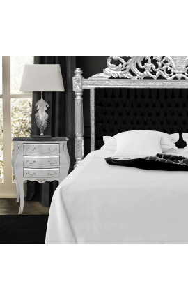 Nightstand (Bedside) baroque silver wood with black marble