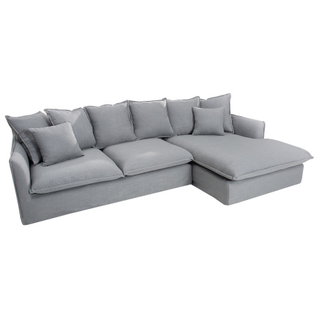 Ecksofa 255cm grau Leinenstoff hot