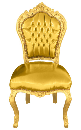 Baroková stolička v rococo štýle zlatá koženka a zlaté drevo