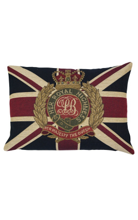 Decoração de almofada retangular bandeira inglesa "Sua Majestade" com coroa 45 x 30