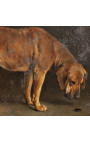 Pintura "Un perro Broholmer observando un escarabajo" - Otto Bache