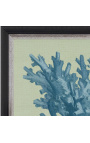 Square graven van een koral met een blauwe frame op een groene achtergrond - Chambray 1 model