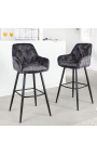 Ensemble de 2 chaises de bar "Tokyo" design en velours gris