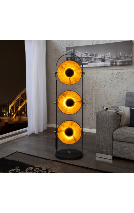 Studio style lamp with 3 adjustable black and gold spots