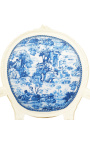 [Limited Edition] Armstoel van Louis XVI-stijl blauw dak van Jouy en beige hout