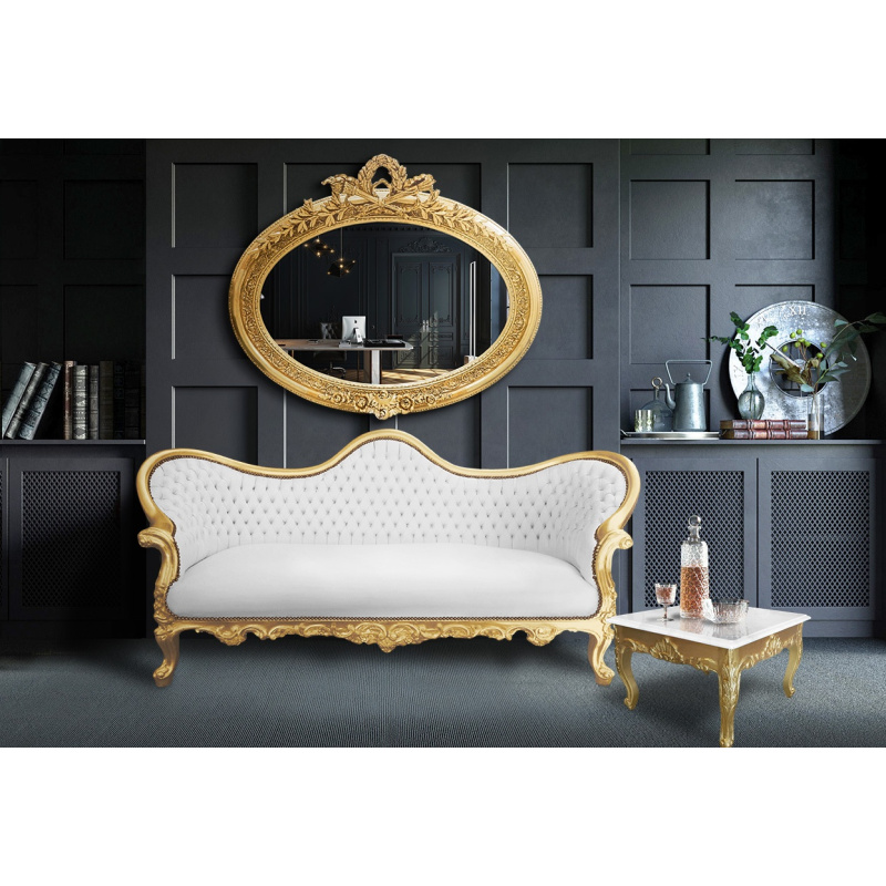 Pardon Philadelphia Genealogie Zeer grote gouden horizontale ovale barok spiegel
