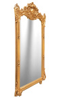 Wielkie barokowe pozłacane prostokątne lustro