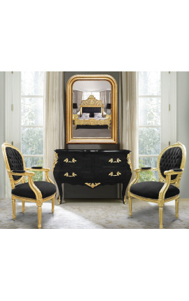 Dresser i barokk stil Louis XV svart og gull bronse