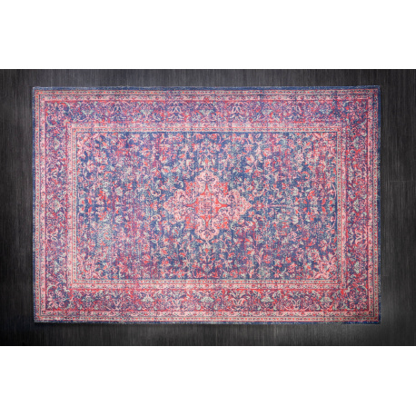 Grande tappeto orientale antico rosso e blu 240 x 160