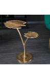 Mesa de apoio "folhas duplas de Ginkgo" cor metal latão dourado